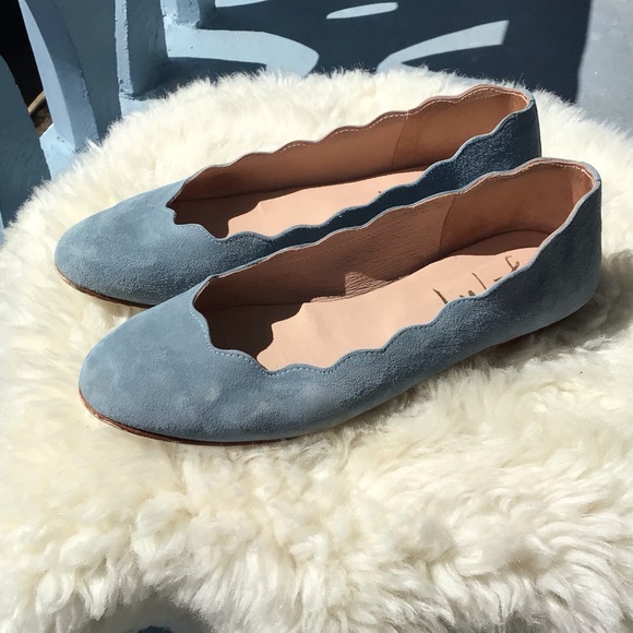 French Sole New York-FSNY-Jigsaw Blue Suede Flats Leather Size 8B Made in Spain - Picture 3 of 12